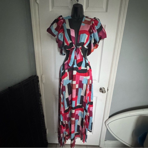 NWT BCBGMaxAzria Multicolor Abstract Maxi Dress - size 4 - Picture 7 of 7